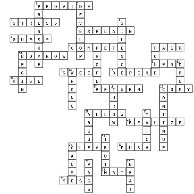 1 Crossword Key Image