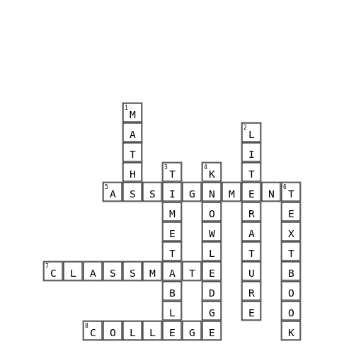 HHW Crossword Key Image