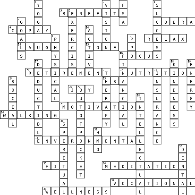 Wellness Crossword Key Image