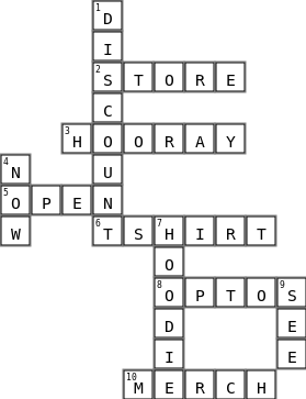 merch store now open Crossword Key Image