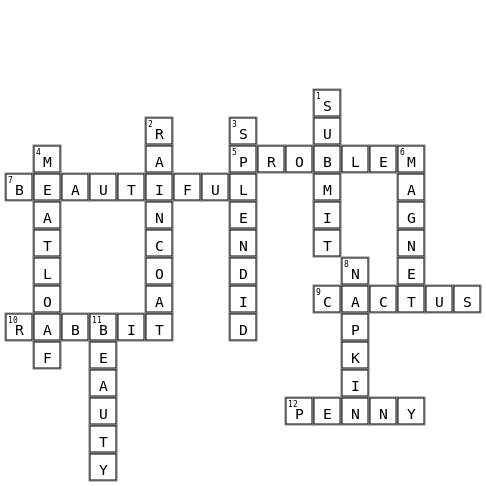 VC/CV Words Crossword Key Image