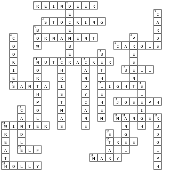 Christmas Crossword Crossword Key Image