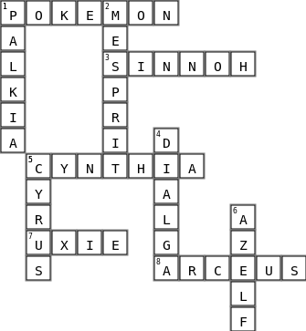 Sinnoh Cross-cross Crossword Key Image
