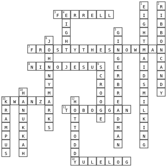 MOI Holiday Fun Crossword Key Image