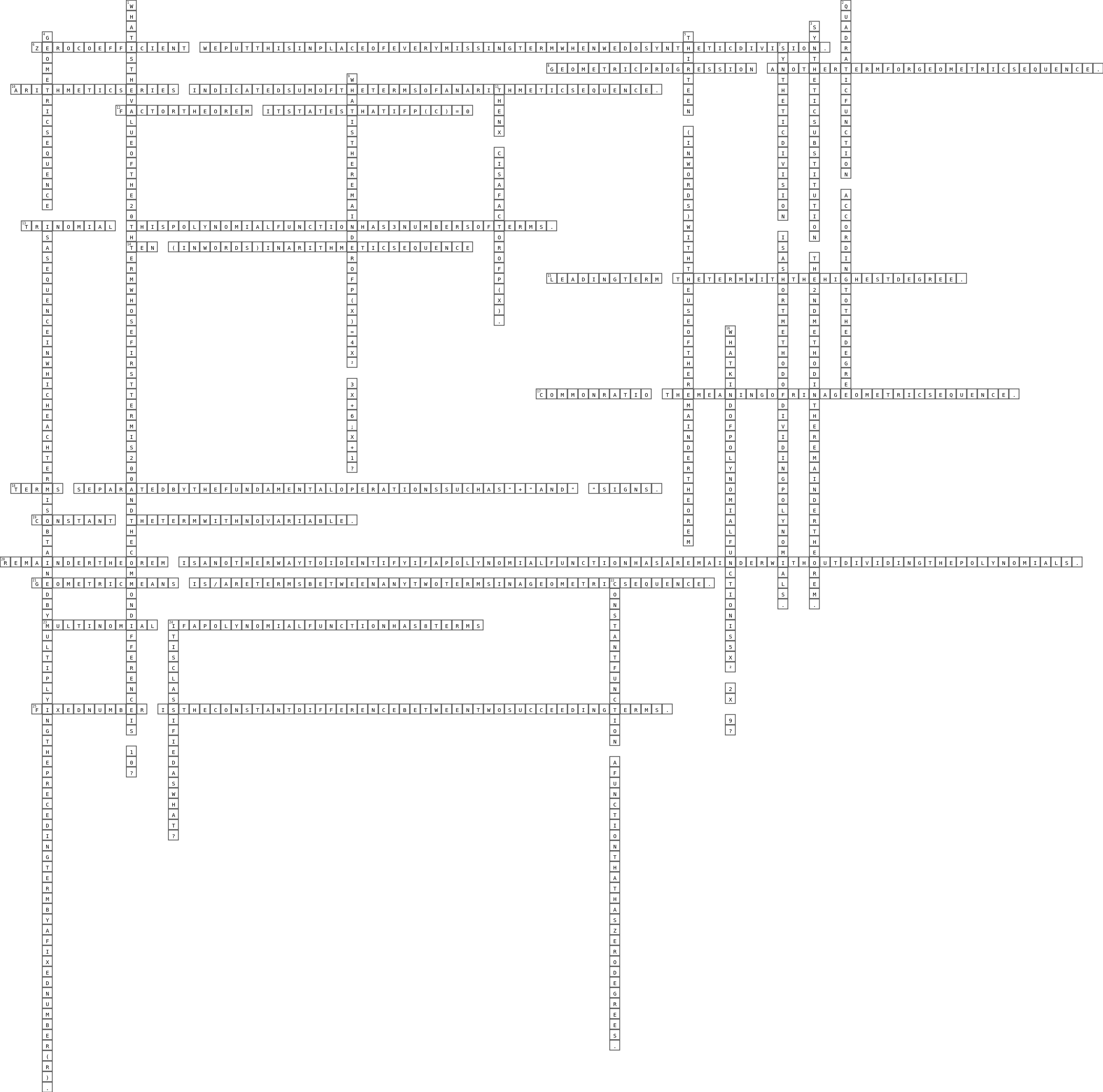 Math crossword Crossword Key Image