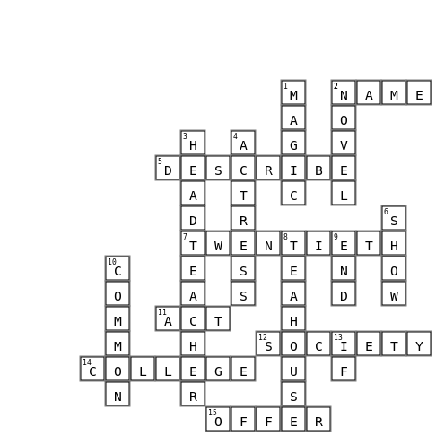 M5 Lao She Teahouse Crossword Key Image