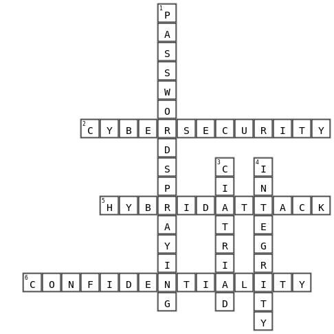 My Vocabulary List Crossword Key Image