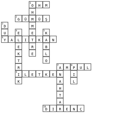 ELEKTRİK(DİRENÇ) Crossword Key Image