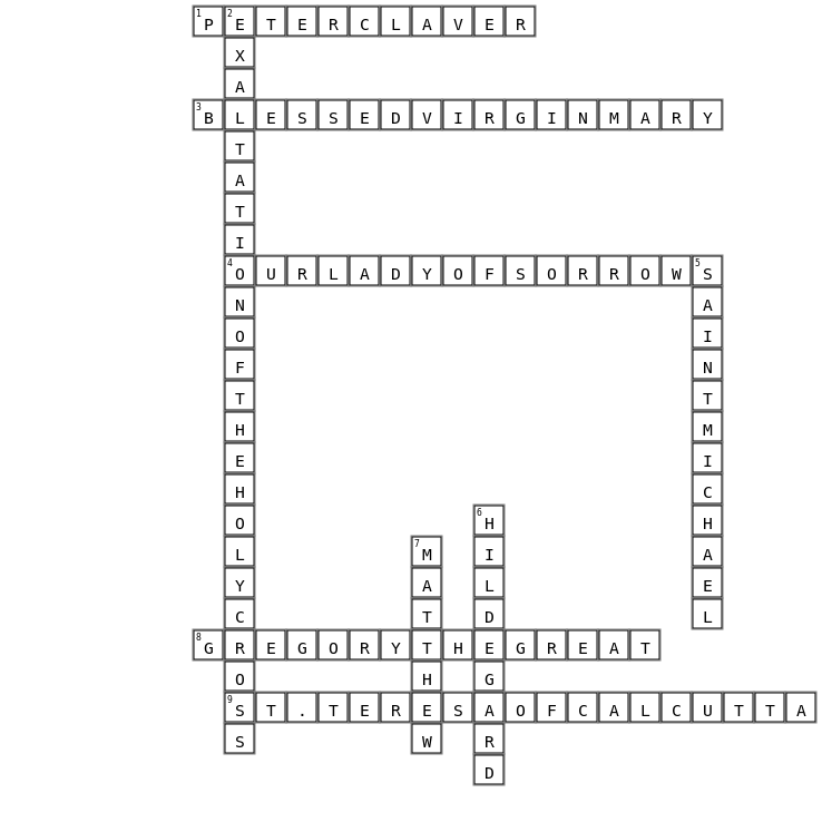 Month of September Crossword Key Image