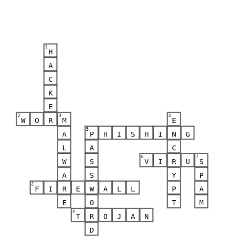 Cyber Security Crossword Key Image