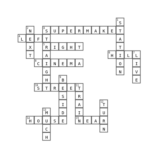 practise M1U1 Crossword Key Image