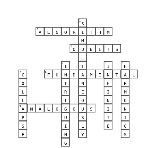 Quantum Computing Crossword Key Image