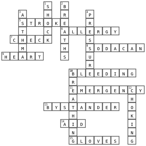 First Aid Crossword Key Image