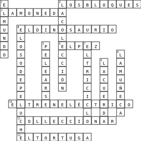 Spanish Vocab Crossword Key Image