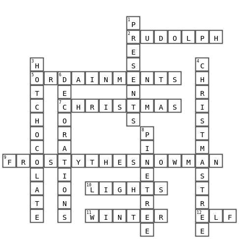 Christmas Time Crossword Key Image