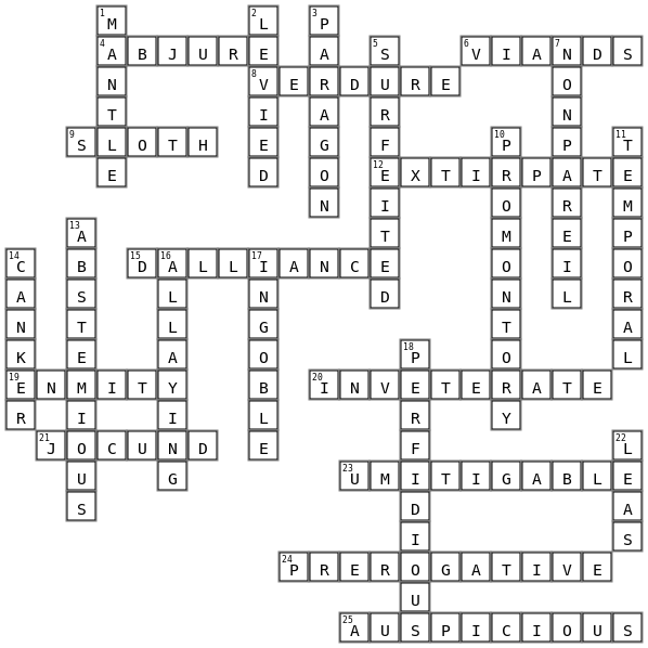 THE TEMPEST Crossword Key Image