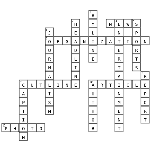 Journalism Crossword Key Image