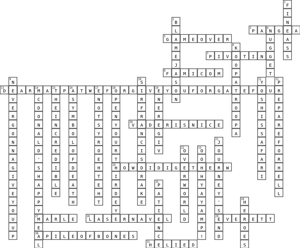 tenretniolleh Crossword Key Image