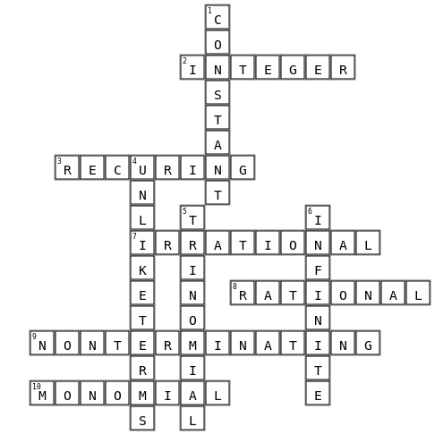maths Crossword Key Image