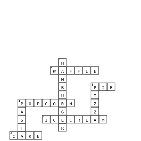 Food puzzle Crossword Key Image