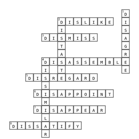 Spelling Rule 'dis' Crossword Key Image
