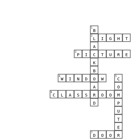 Unit 1  Crossword Key Image