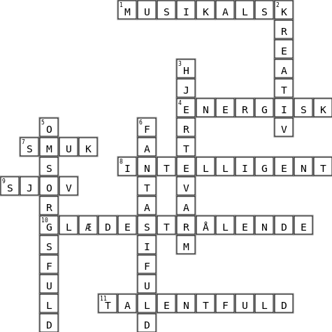 En sød person Crossword Key Image