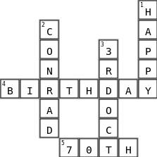 Conrads 70th Birthday  Crossword Key Image