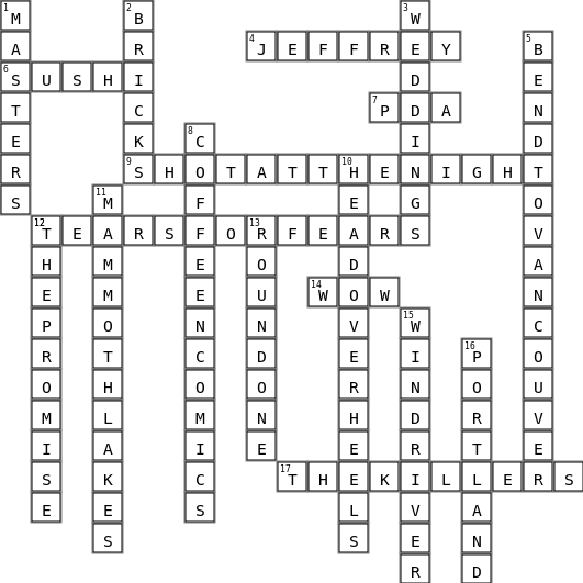 Happy Valentine's Day Crossword Key Image