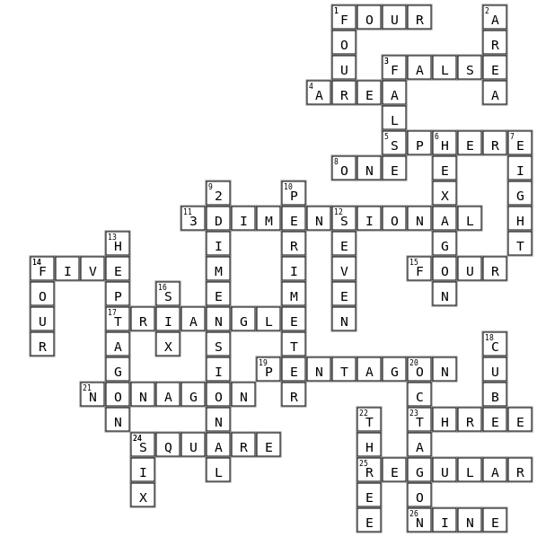 Shapes Crossword Key Image