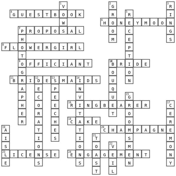 bridalshwor Crossword Key Image