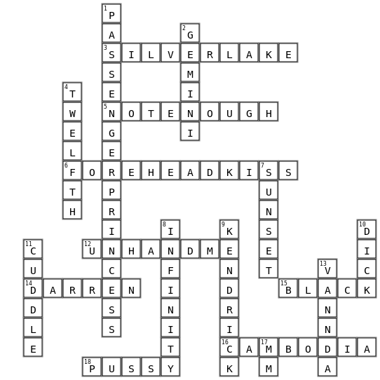 About Us Crossword Key Image