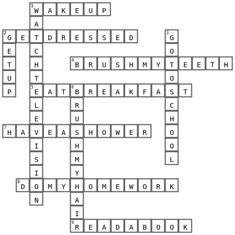 Daily Routine Crossword Key Image