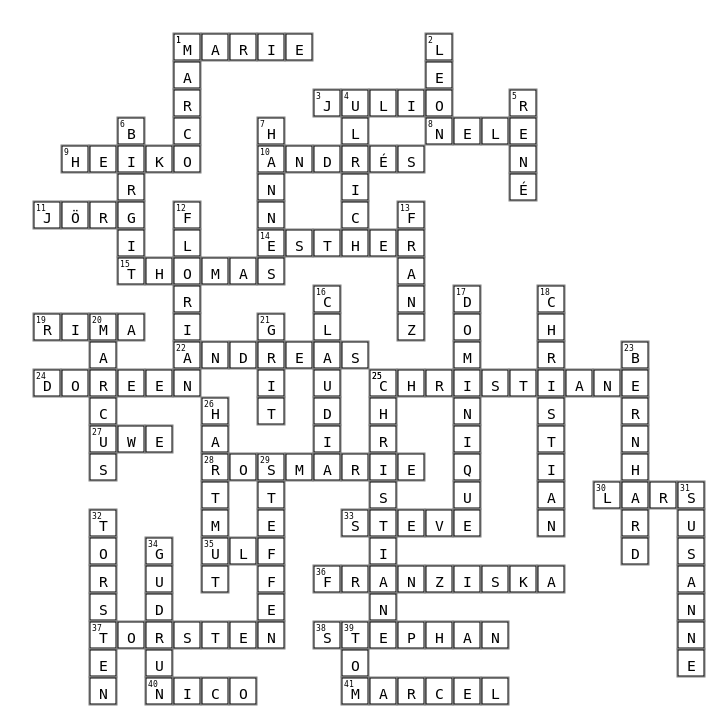 xmas Crossword Key Image