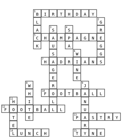 Taylors Birthday Crossword Key Image