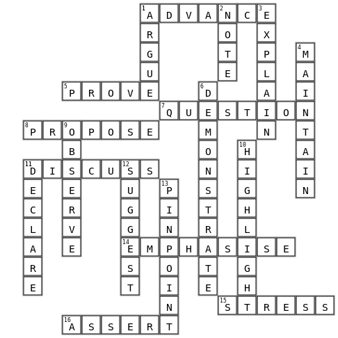 Quiz Crossword Key Image