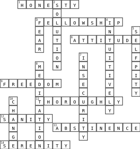 Spring Fling Crossword Key Image