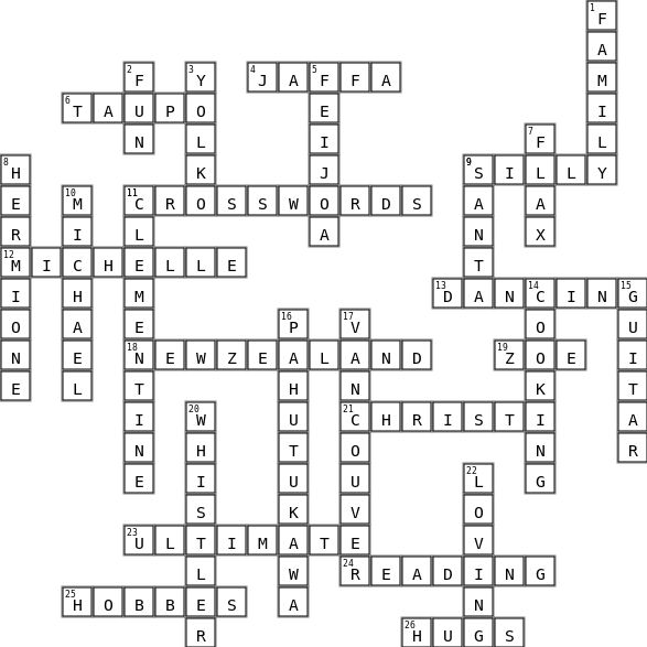 Xmas Crossword Key Image