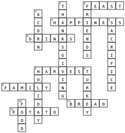 Thanksgiving Puzzle Crossword Key Image