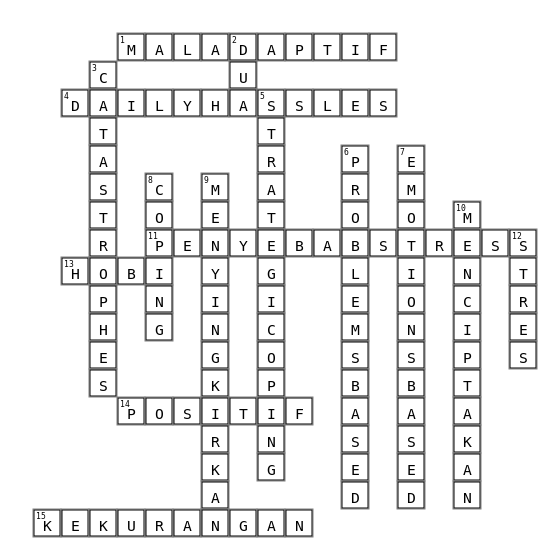 Stress_Crossword Crossword Key Image