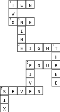 Numbers 1-10 Crossword Key Image