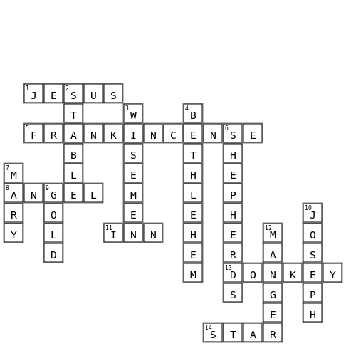 Nativity Crossword Key Image