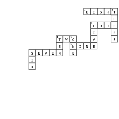 1-10 Crossword Key Image