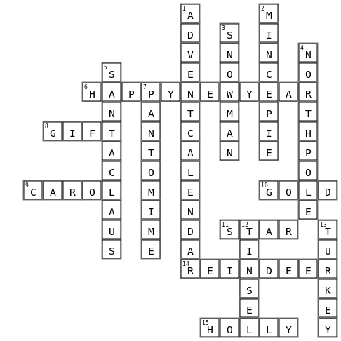 All Saints Christmas Trail Crossword Key Image