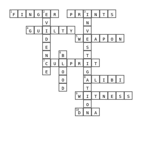 Investigation vocabulary Crossword Key Image