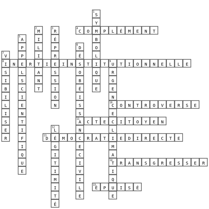 Article 1 : désobéissance civile Crossword Key Image
