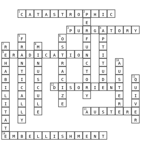 St Lucy's Word puzzle Crossword Key Image