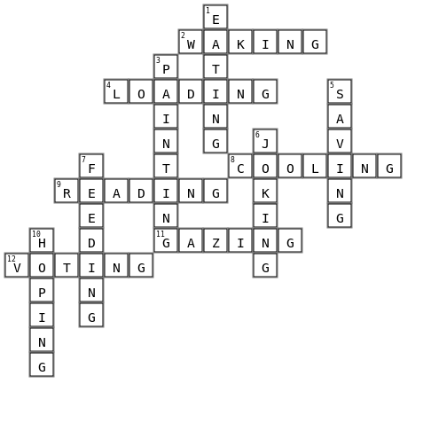 word study homework Crossword Key Image