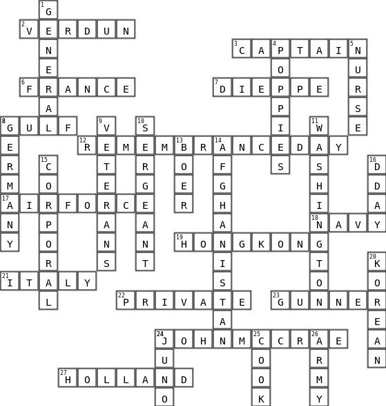 Canadian Military Crossword Key Image