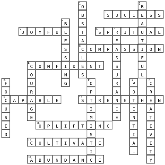 AFFIRMATION Crossword Key Image